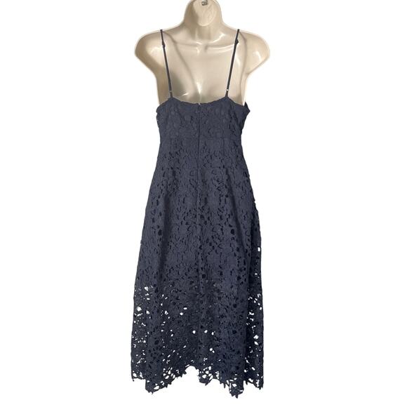 ASTR The Label Lace Illusion A Line Midi Dress Navy Size S - Picture 5 of 13